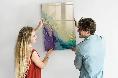 Magnetic dry erase board colorful marble design