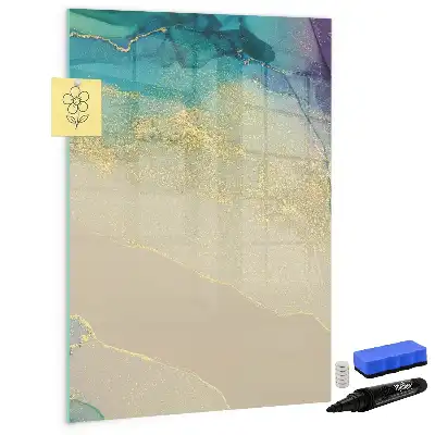 Magnetic writing board with colorful marble design