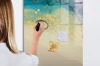 Magnetic writing board with colorful marble design