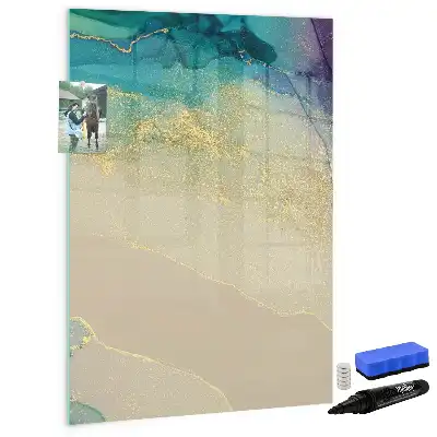 Magnetic writing board with colorful marble design