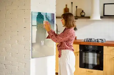 Magnetic writing board with colorful marble design