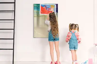 Magnetic writing board with colorful marble design