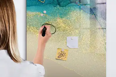Magnetic writing board with colorful marble design