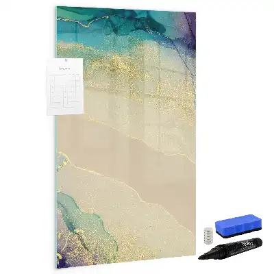 Magnetic writing board with colorful marble design