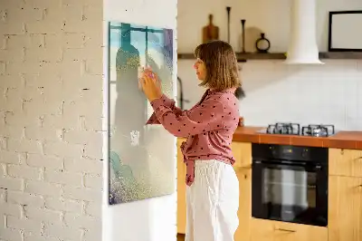 Magnetic writing board with colorful marble design