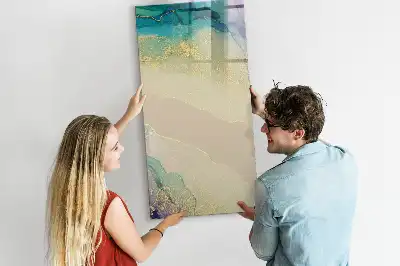Magnetic writing board with colorful marble design