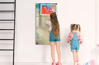 Magnetic writing board with colorful marble design