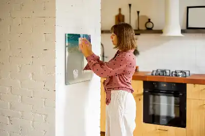 Magnetic writing board with colorful marble design
