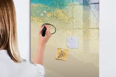 Magnetic writing board with colorful marble design