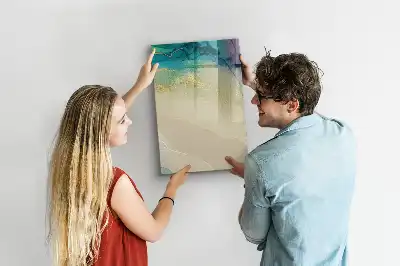 Magnetic writing board with colorful marble design