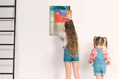 Magnetic writing board with colorful marble design