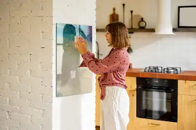 Magnetic writing board with colorful marble design