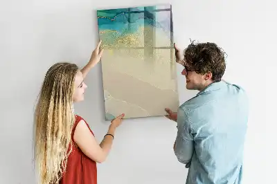 Magnetic writing board with colorful marble design