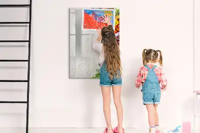 Magnetic dry erase board with vegetables on wood print