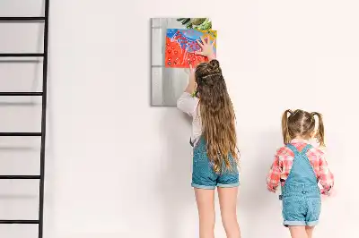 Magnetic dry erase board with vegetables on wood print