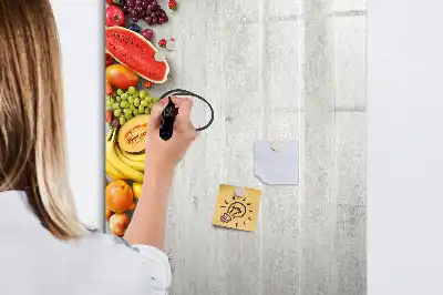 Magnetic writing board with vegetables on wood print