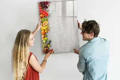 Magnetic writing board with vegetables on wood print