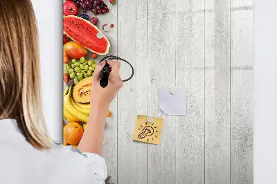 Magnetic writing board with vegetables on wood print