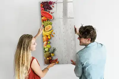 Magnetic writing board with vegetables on wood print