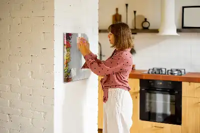 Magnetic writing board with vegetables on wood print