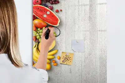Magnetic writing board with vegetables on wood print
