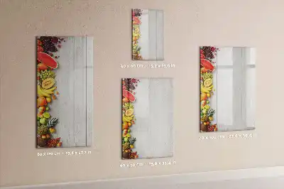 Magnetic writing board with vegetables on wood print