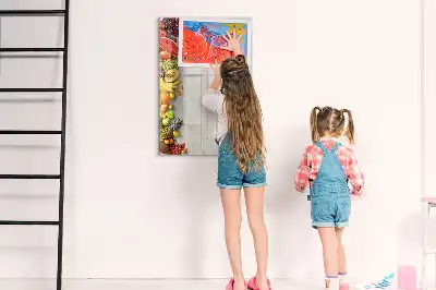 Magnetic writing board with vegetables on wood print