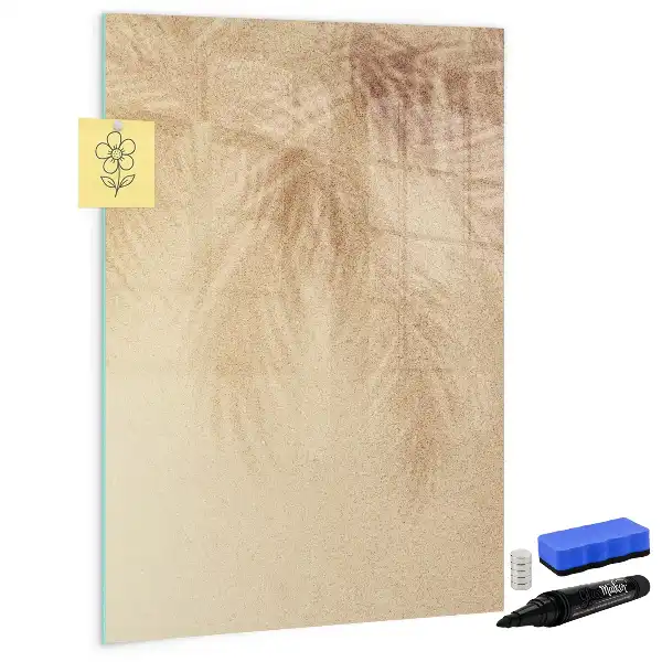 Magnetic writing board with palm leaf shadow pattern