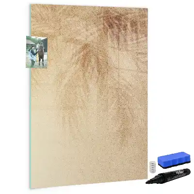 Magnetic writing board with palm leaf shadow pattern