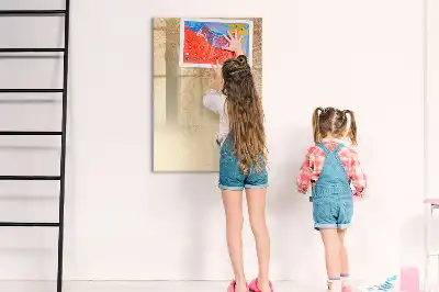 Magnetic writing board with palm leaf shadow pattern