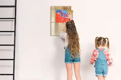 Magnetic writing board with palm leaf shadow pattern