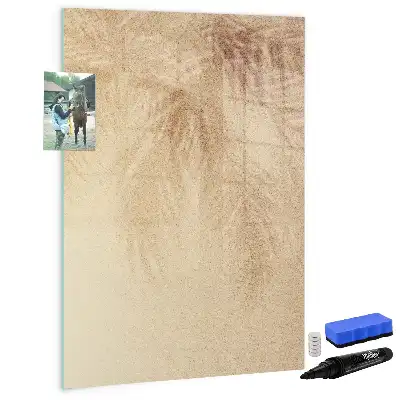 Magnetic writing board with palm leaf shadow pattern