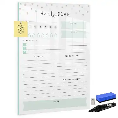 Magnetic dry erase board daily planner layout