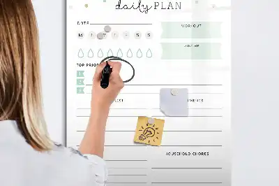 Magnetic dry erase board daily planner layout