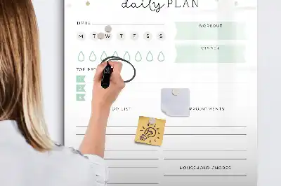 Magnetic dry erase board daily planner layout
