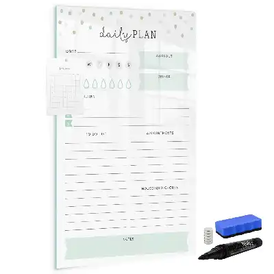 Magnetic dry erase board daily planner layout