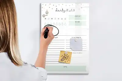Magnetic dry erase board daily planner layout