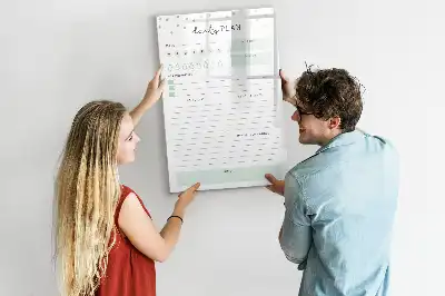 Magnetic dry erase board daily planner layout