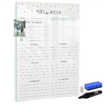 Magnetic writing board weekly planner