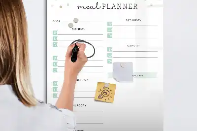 Magnetic meal planner whiteboard with magnetic erase surface
