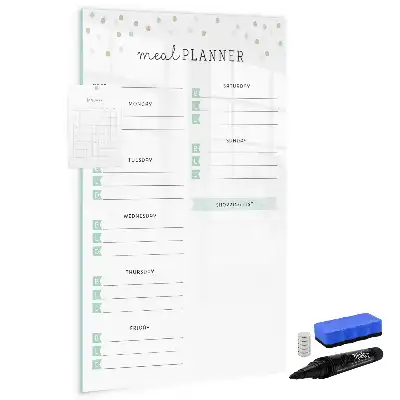 Magnetic meal planner whiteboard with magnetic erase surface