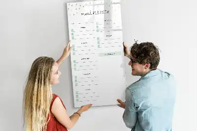 Magnetic meal planner whiteboard with magnetic erase surface