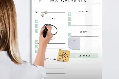 Magnetic meal planner whiteboard with magnetic erase surface