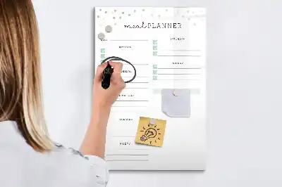 Magnetic meal planner whiteboard with magnetic erase surface