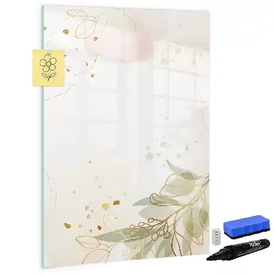 Magnetic dry erase board with gold vegetable abstract art