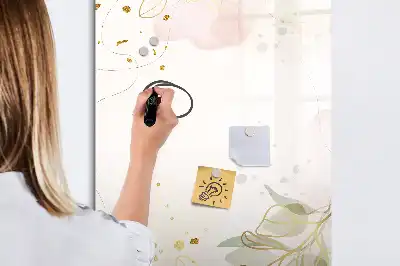 Magnetic dry erase board with gold vegetable abstract art