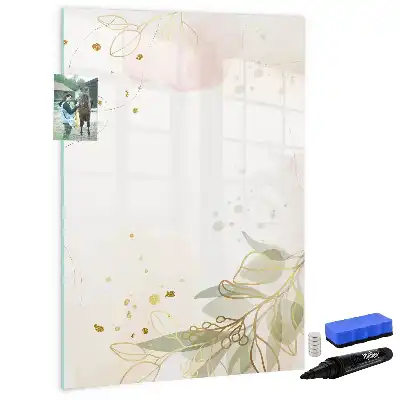 Magnetic dry erase board with gold vegetable abstract art