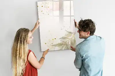 Magnetic dry erase board with gold vegetable abstract art