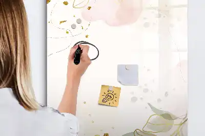 Magnetic dry erase board with gold vegetable abstract art