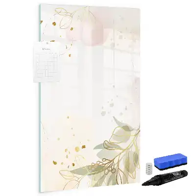 Magnetic dry erase board with gold vegetable abstract art